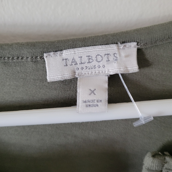 Talbots Olive Green Ruffled Blouse - Picture 7 of 9